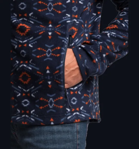 Tröjor & T-Shirts|Tröjor>Everest Outdoor M Zip Fleece Jacket NAVY RETRO PATTERN
