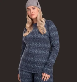 Tröjor & T-Shirts>Everest Outdoor W Wool Underwear Shirt 2 NAVY PATTERN