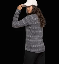 Tröjor & T-Shirts|Tröjor>Everest Outdoor W Zip Fleece Jacket DK GREY PRINT